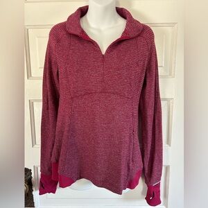 Lululemon Athletica Quarter Zip Pullover Sweatshirt, Thumbholes, Pocket. Size 10